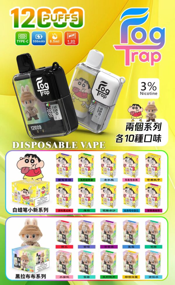 🔋Fog Trap 蠟筆小新x拉布布聯名款 拋棄式電子煙 12000口🔋